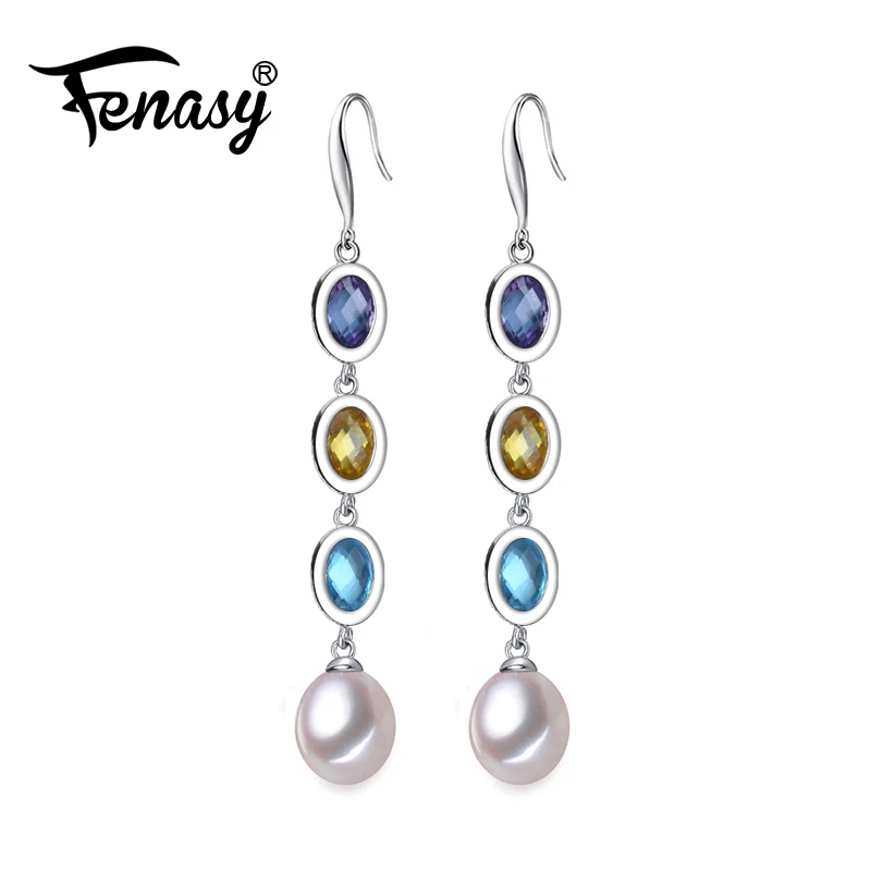 FENASY сапфировые серьги модные ювелирные изделия жемчужные длинные для женщин
