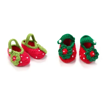 

Handmade Manual Low Tube Strawberry Baby Knitting Wool Toddler Shoes
