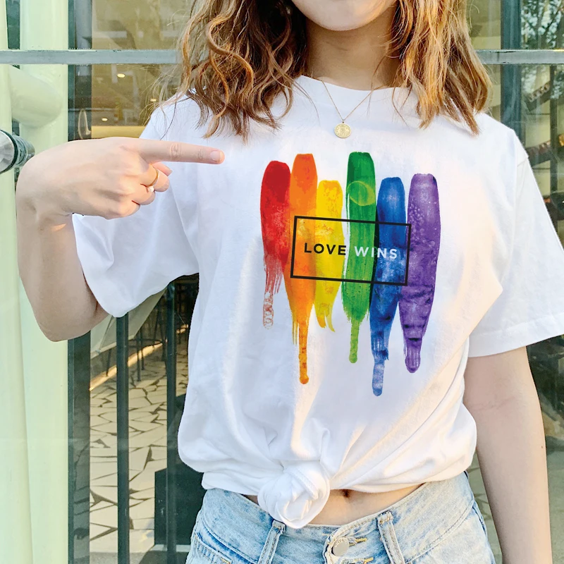 rainbow 7 Love is love gay CSD V-T-Shirt lesbisch lesbian Hände Damen 