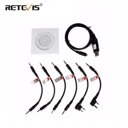 Retevis Cable de programación USB para walkie talkie, 6 en 1, para TYT Baofeng UV5R, Bf888S, Retevis RT5R, Kenwood, Motorola CP040, Yaesu
