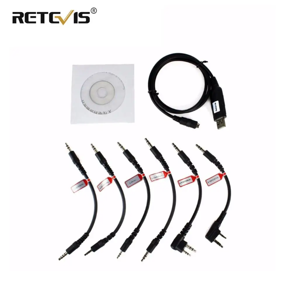 USB Кабель для программирования Retevis 6 в 1 кабель TYT Baofeng UV5R Bf888S RT5R Kenwood Motorola CP040 рации