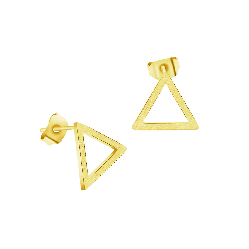 

Rose Gold Stainless Steel Earrings Silver Body Jewelry Aros Chevron Gold Triangle Earrings For Women Brincos Christmas Gift BFF