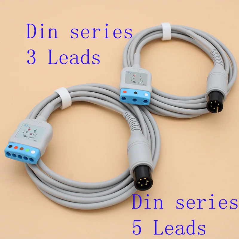 

6P to DIN 3/5 leads ECG EKG trunk cable and leadwire for BCI//Mindray/Sapcelabs/Edan/Goldway/GE/Nellcor/CSI/HP/Biolight.