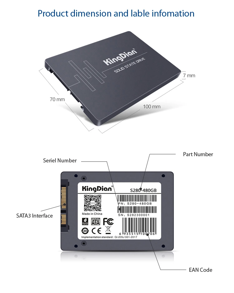 KingDian 2,5 SATA SATA2 SATA3 SSD наиболее конкурентоспособные серии S100 16 Гб оперативной памяти, 32 Гб встроенной памяти, 60 ГБ 120 S280 240 ГБ 480 ГБ SSD