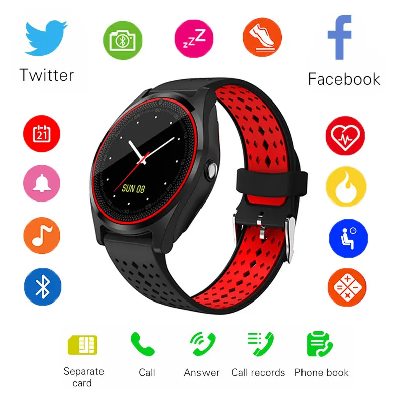 

Smart Watch With Camera Bluetooth Call Heart Rate Monitor Smartwatch Support SIM TF Card For Android Phone Men Sports Watch