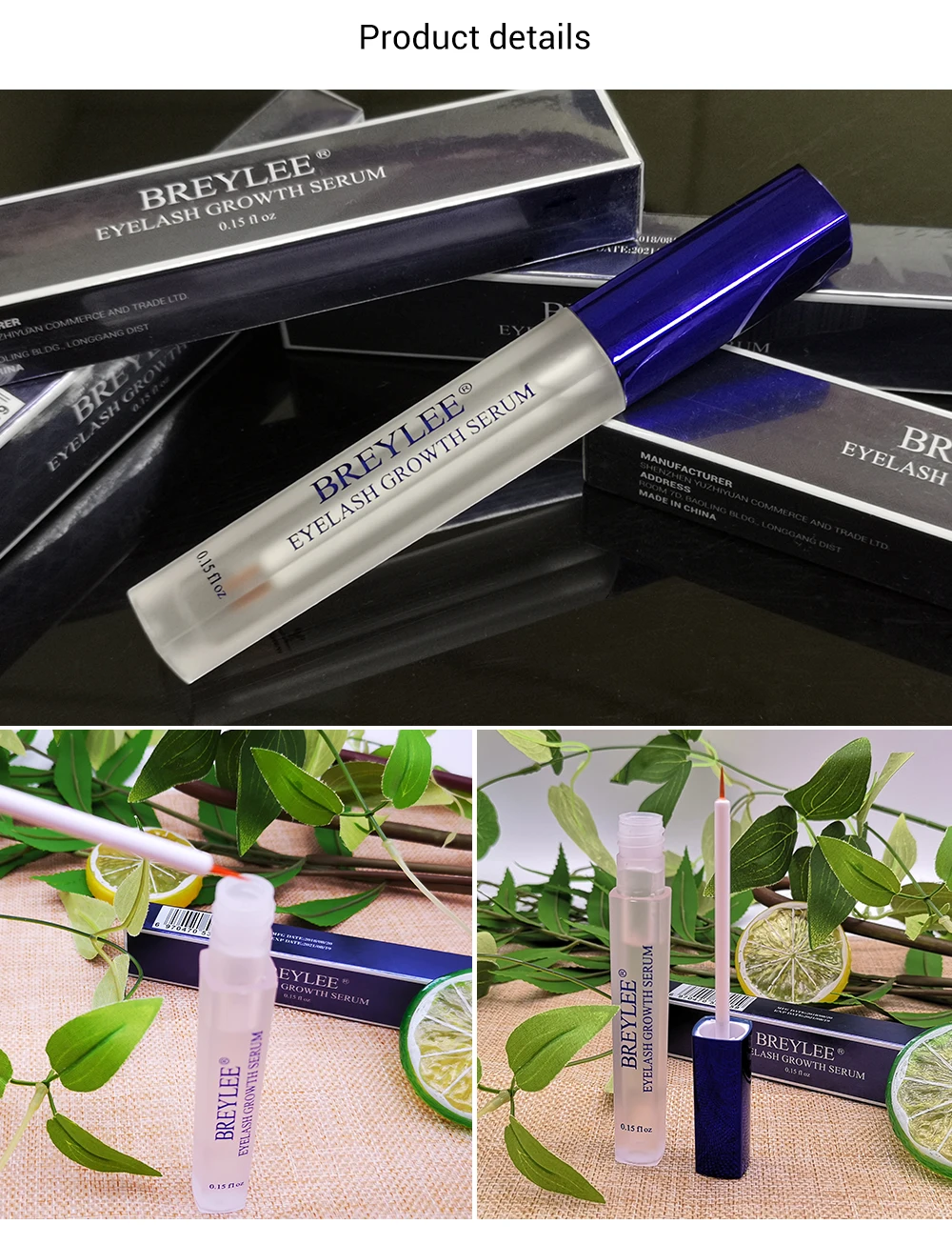 BREYLEE Eyelash Growth Serum Eyelash Enhancer Eye Lash Treatment Liquid Longer Fuller Thicker Eyelash Extension Makeup 10PCS