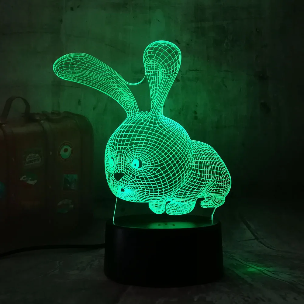 Мультяшный 3D светодиодный светильник ing Animal Rabbit акриловый RGB Ночной светильник USB сенсорный контроль домашний декор настольная лампа Рождественский подарок для детей