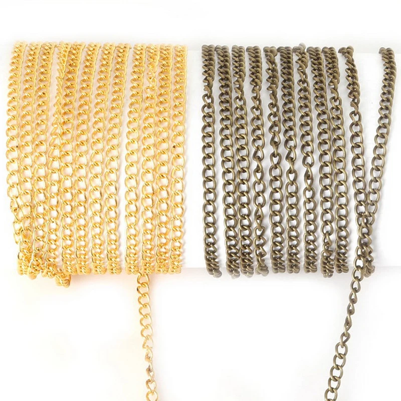 

10 Meters/lot Link Chain Metal Chain Dia 2.5mm Rhodium 3mm Bronze/Gold Chain For DIY Necklace Fashion Jewelry Finding Chain