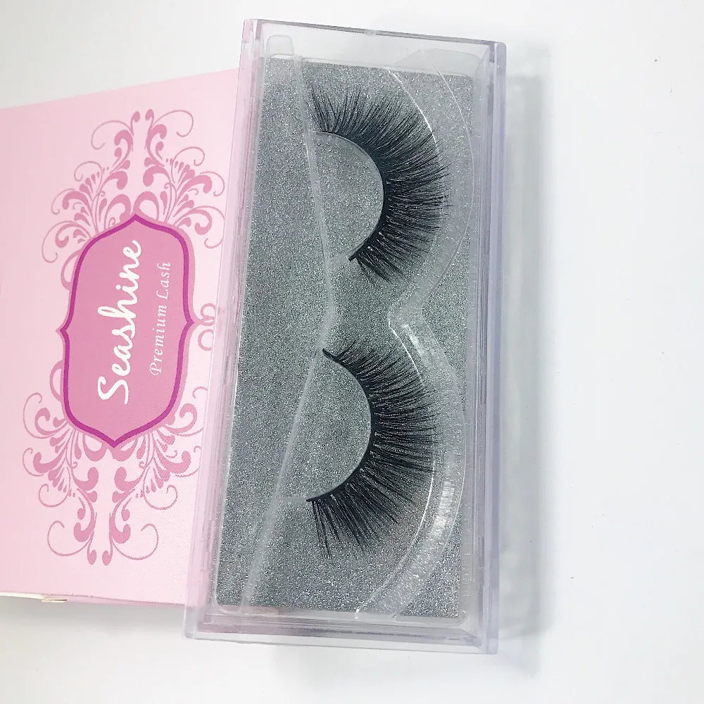 

6 Pairs Seashine Top Quality Mink Lash Handmade Mink Lash fans Glitter Packaging Customized box Fake 3D Mink Lash Free Shipping