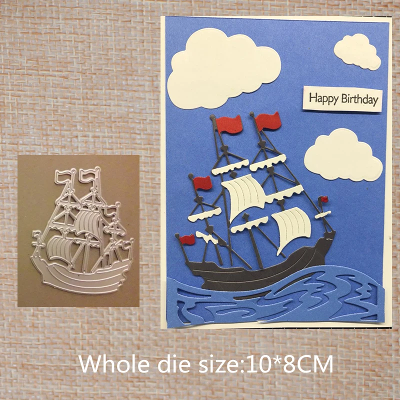 

boat Carbon steel Cutting Dies Stencil Craft for DIY Creative Scrapbook Cut Stamps Dies Embossing Paper Hand Craft 10*8CM