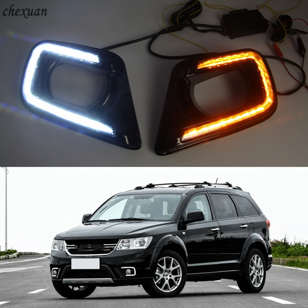 

CSCSNL 1 Set 12V ABS Turn Yellow Signal Lamp Car LED DRL Daytime Running Lights For Fiat Freemont Dodge Journey 2014 2015 2016