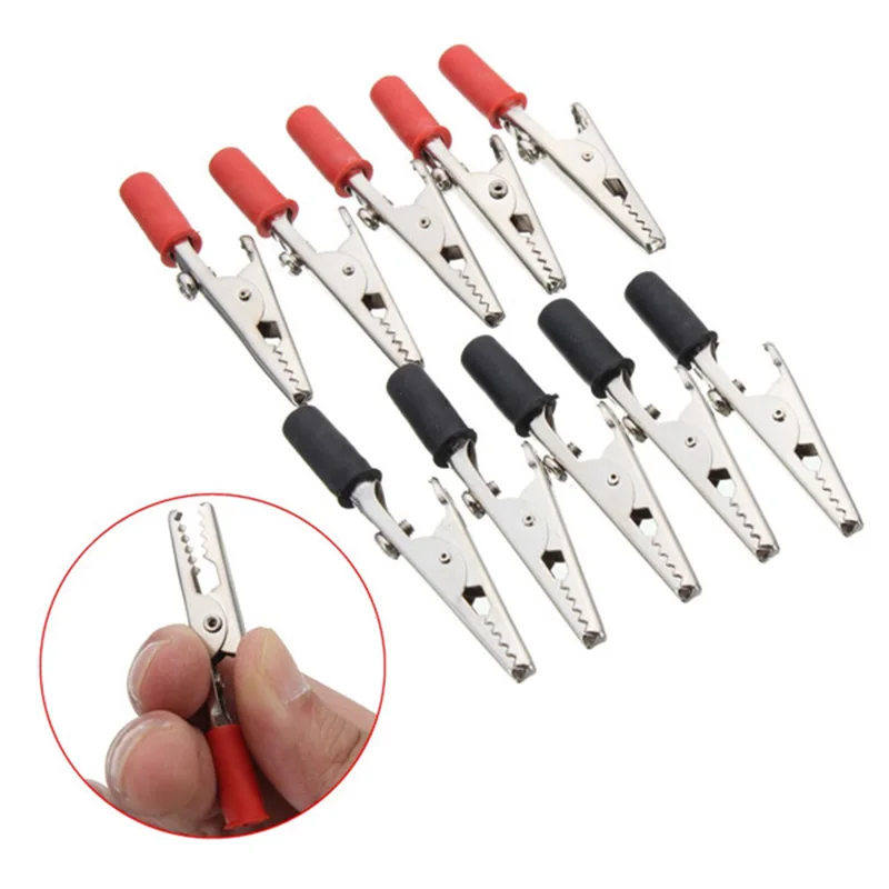 

50pcs Non Insulated Crocodile Clips Plastic Handle Cable Lead Testing Metal Alligator Clips Clamps 55mm Length