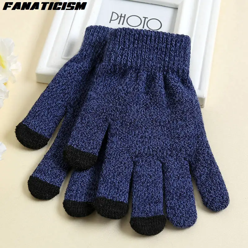 Fanaticism Women Men Non-slip Touch Screen Winter Gloves Warm Gloves Warmer Smartphones Driving Glove Luvas Female Gloves - Цвет: Blue