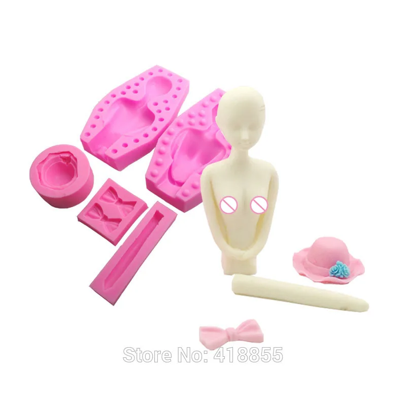 

Mold Silicone 3D Girls Body&2d Hat Handmade Soap Mold DIY Candle Mould Chocolate Molds Silica Gel Aroma Stone Moulds PRZY 001