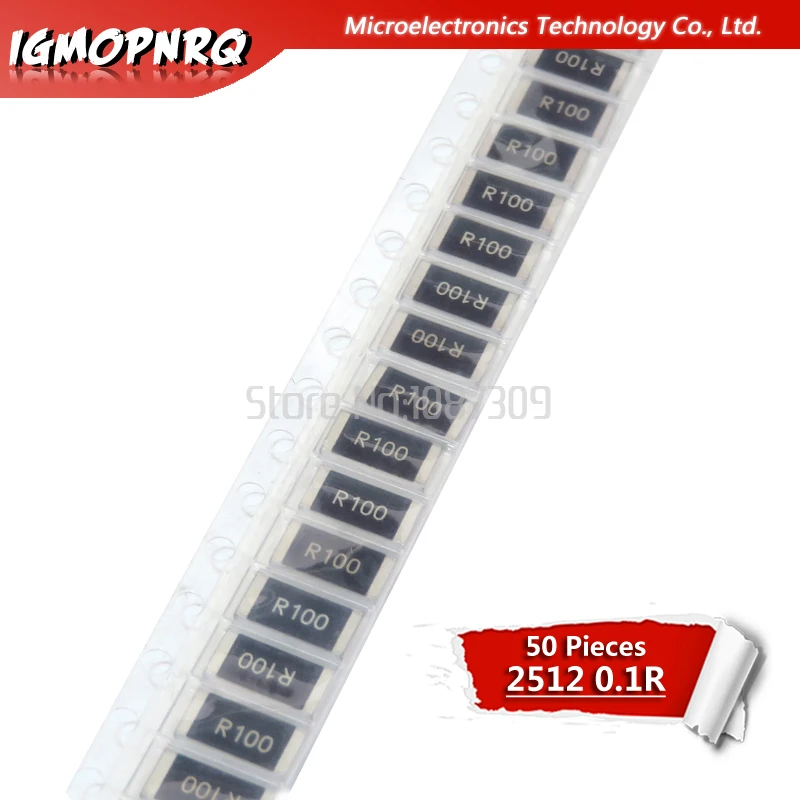 50 шт 2512 SMD резистор 1 W 5% 0.1R 0,1 Ом R100