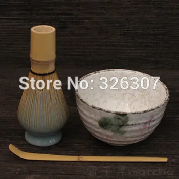 

Japan handmade batidor matcha kit maccha whisk bowl tea set scoop Japanese green tea lotus water lily 4-peice set ceremony
