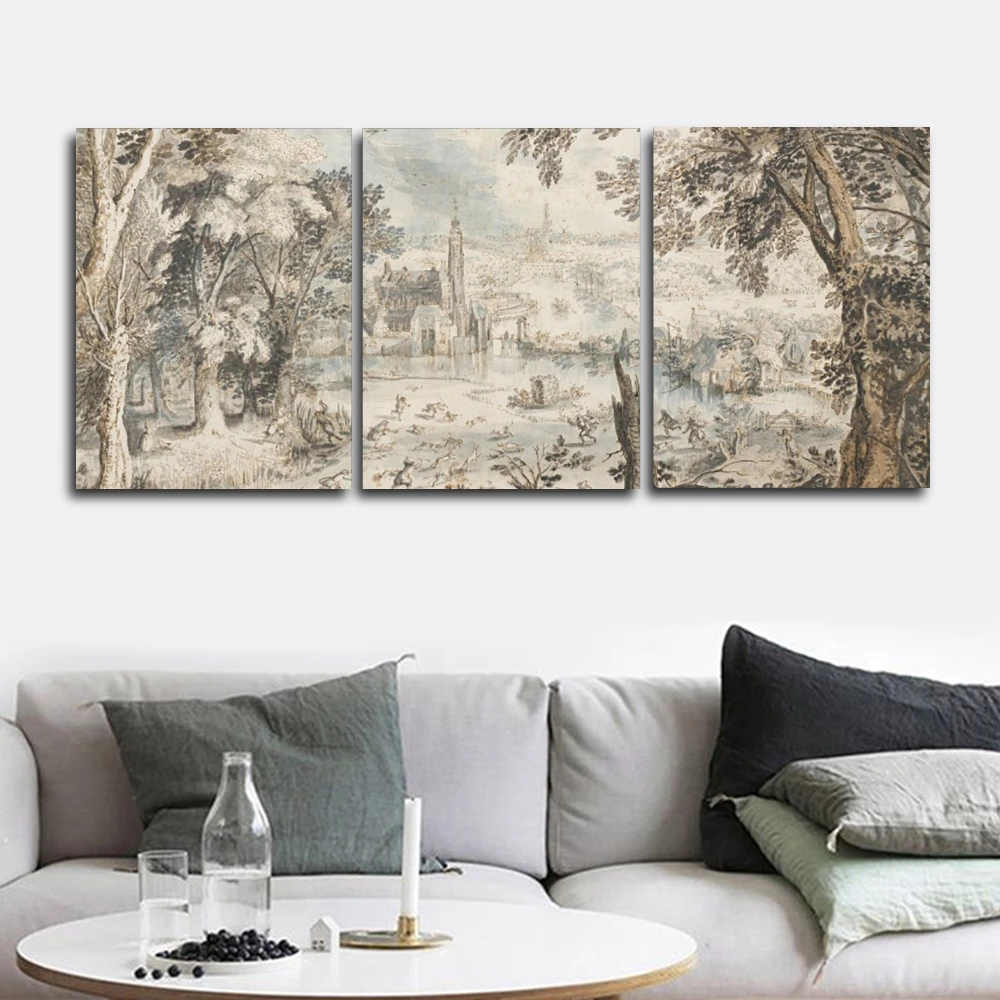 

Landscape painting Wall Picture Poster Print Canvas Painting Calligraphy Decor for Living Room Bedroom Home Decor Frameless