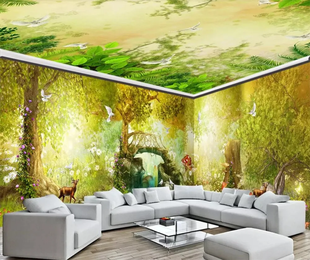 

beibehang Custom wallpaper 3d large dream fairy tale forest small bridge water whole house background wall paper Papel de parede