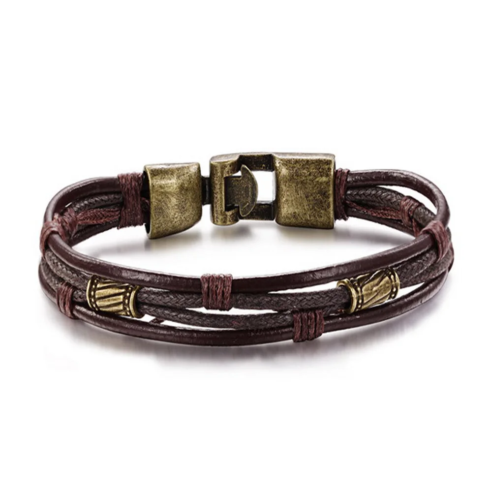 King Man Trendy Leather Bracelet Men, Vintage COOL Thin Mens Bracelets