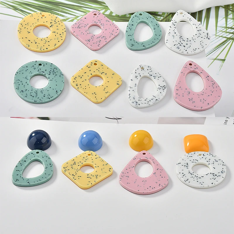 Spring style 30pcs/lot Imitation marble geometry square/round/water drop shape resin beads diy jewelry earring pendant accessory | Украшения