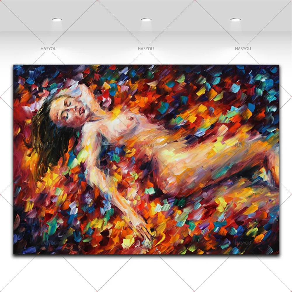 100% ручная роспись сексуальные обнаженные для девушек палитра нож абстрактная