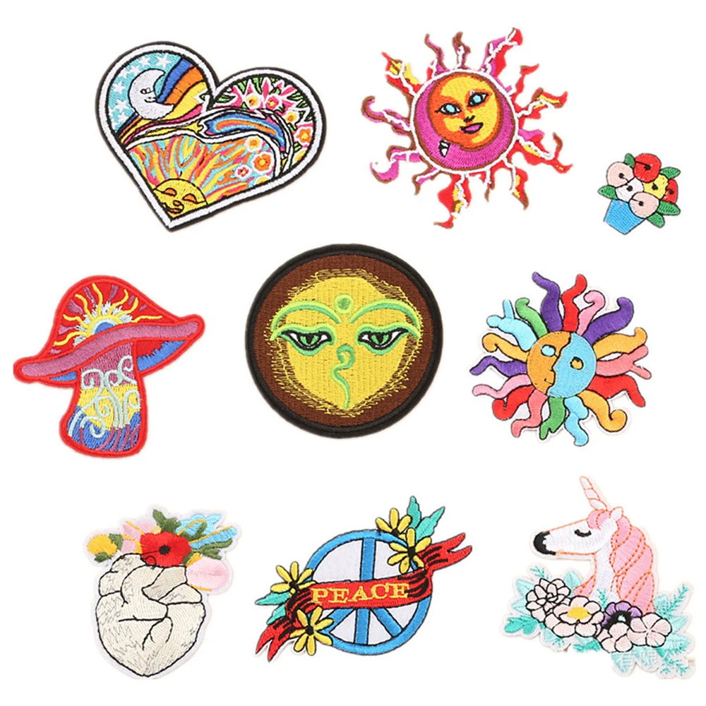 

1 PC Colorful Embroidered Patch for Backpack Sunflowe Badges for Clothing Iron on Patches for Clothes