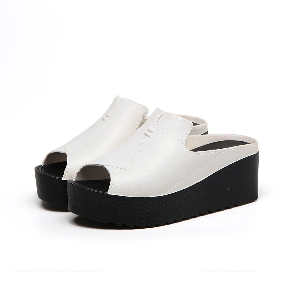 

Lady's Summer Jelly Slippers Women's PU Leather Flatform shoes Girl Woman Jelly Shoes Highslippep