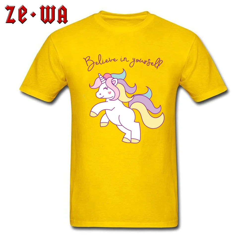  Europe Tops Shirt 2018 Fashion Short Sleeve Male Tshirts TpicOriginaltitle Funny Labor Day Tshirts O-Neck Free Shipping Believe in Yourself yellow