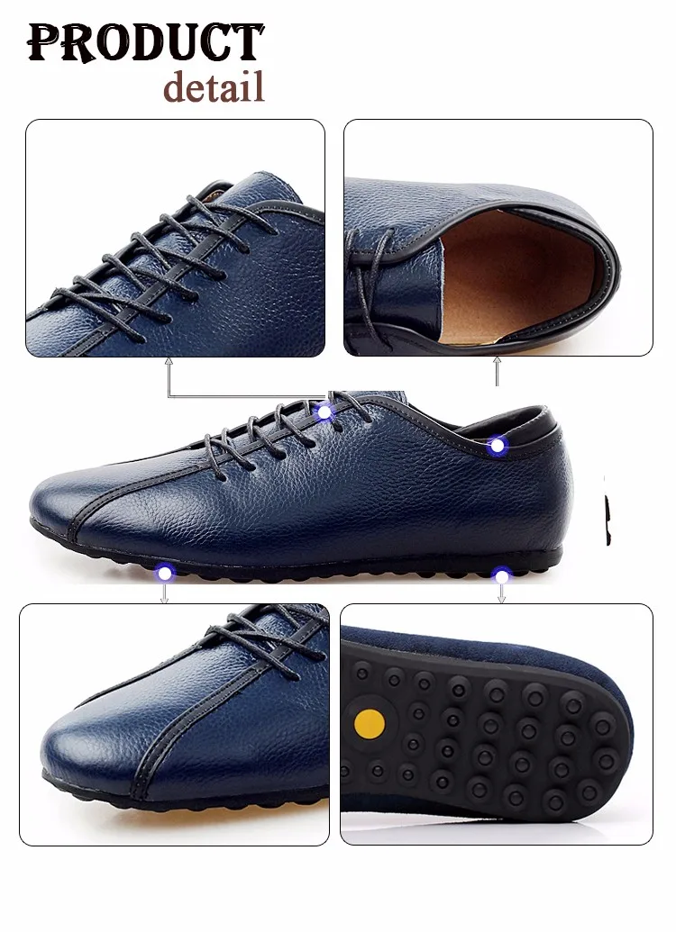 Aleader/Мужская обувь из натуральной кожи г. Весна Осенняя повседневная обувь для Для мужчин модные плоские легкие кожаные туфли на шнуровке; Мокасины, обувь для вождения