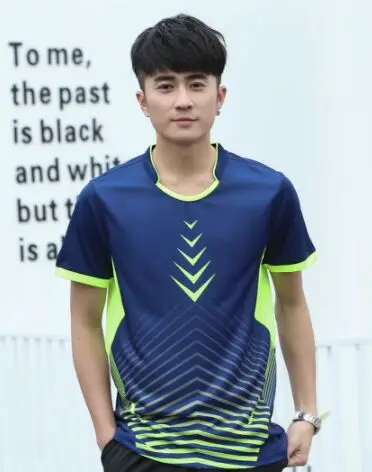 Новая рубашка для бадминтона/костюм для тенниса Мужская дышащая футболка быстросохнущая Спортивная одежда для игры в настольный теннис, футболка шорты - Цвет: sir dark Blue shirt