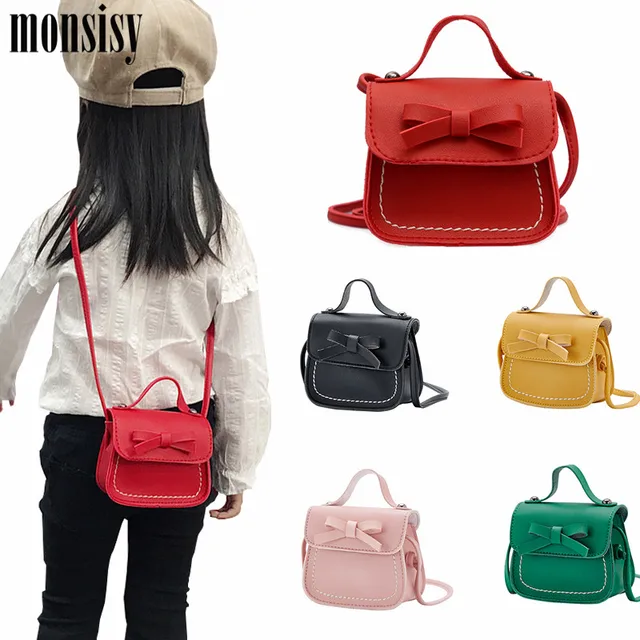 Monsisy Girl Bow Coin Purse Handbag Children Wallet Small Coin Pouch Box Kid Change Purse Cute Bowknot Baby Money Mini Bag