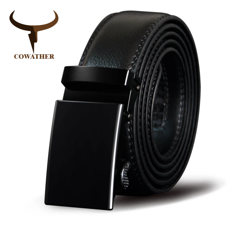 

COWATHER Men Belt Cow Genuine Leather Male Strap Cowskin Automatic Buckle Belts Cowhide Alloy Buckle Men Straps Newest Waistband