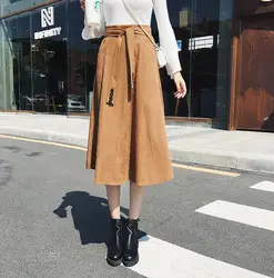 Новая мода замшевые юбки для женщин Лето 2019 г. Saias Высокая талия слово юбка элегантный Jupe женский Faldas миди Harajuku зима
