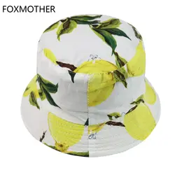 FOXMOTHER новые летние белые черные фрукты лимон Рыбацкая шляпа женские шапки ведро 2019