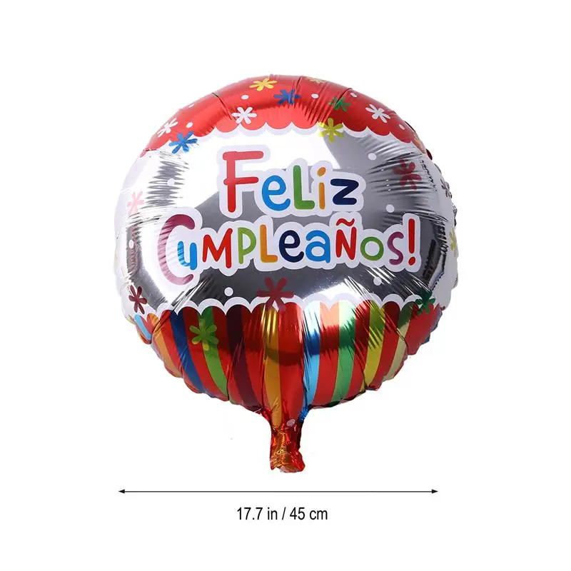 18 Inch Spanish Happy Birthday Round Shape Party Mylar Balloons Decoration