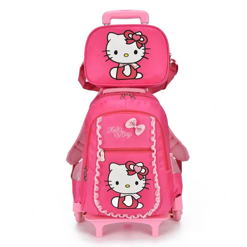 Новые школьные сумки на колесиках с героями мультфильмов hello kitty, детский рюкзак на колесиках для девочек, школьные сумки с аниме jojo siwa