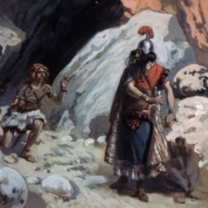 David and Saul in the Cave  James Tissot (1836-1902/French)  Jewish Museum  New York Poster Print (18 x 24)