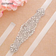 Со стразами для невесты ремень серебряные стразы ремешок для свадебного платья Лента Свадебная со стразами для свадебного украшения J158S