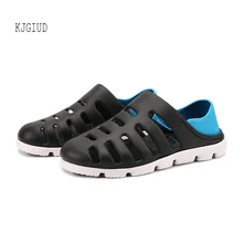 Летние тапки с дырочками мужские новые модные пара тапочек Модные дышащие мягкие тапочки на плоской подошве Chinelo Masculino