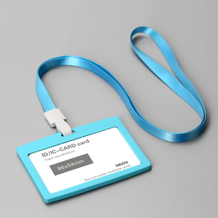 86x54 мм ID держатель для карт горизонтальный/вертикальный с оригинальным шнурком, для студентов/бизнеса/персонала, цена - Цвет: H Light Blue Set