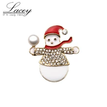 Snowman Real Freshwater Pearl Brooch for Women. Korea Real Pearl Brooch Box Packaging Chlidren Christmas Gift trendy rhinestoned faux pearl brooch for women