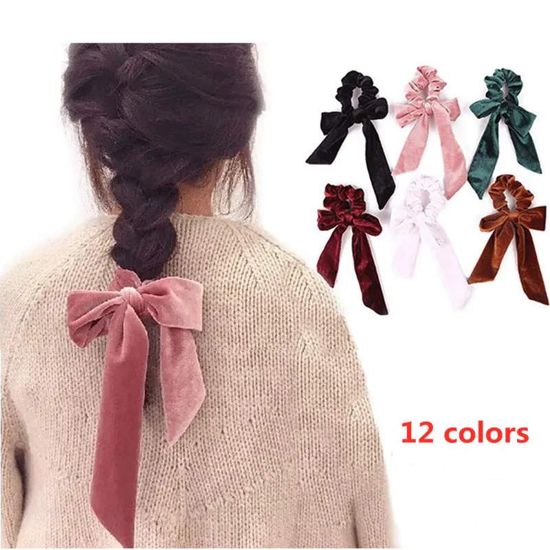 Fashion Velvet Scrunchie For Women Elastic Hair Band Bow Girls Sweet Headband Gum Tie Rope Ponytail Holder Accessories |