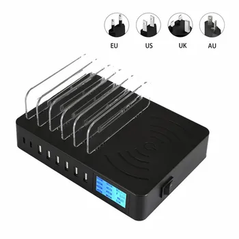 

Qi Wireless Fast Charger For iPhone XS MAX XR X For Huawei 50W Smart Type-C USB Multi USB Charger HUB Station Phone Holders