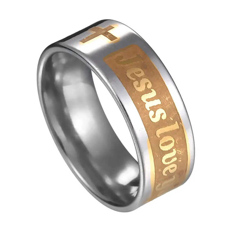 2018 Fashion Creative Christian Jesus Cross love you Rings Stainless Steel Cool Men Ring Wedding Engagement Jewelry | Украшения и