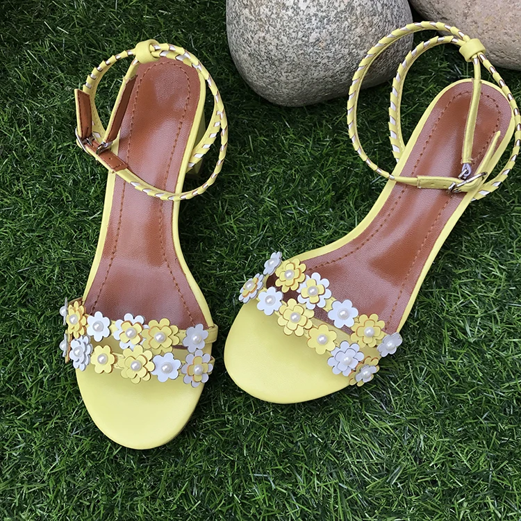 2018 Piste Pic Pic Peep Fleur Talon as Printemps Été Med Plage Sandales Toe Marque As Douce Motif Sapato Chaussures Femme Coloré Feminino FFrZwB