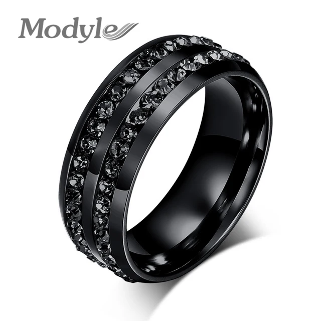 modyle 2018 nieuwe mode mannen ringen zwart crystyal ringen rvs