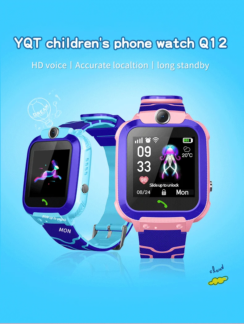 Generic - Q12B Montre Intelligente Pour Enfants Montre Téléphone Pour  Android Ios Life Étanche Lbs Positionnement 2G Carte Sim Dail Appel Bleu -  Montre connectée - Rue du Commerce