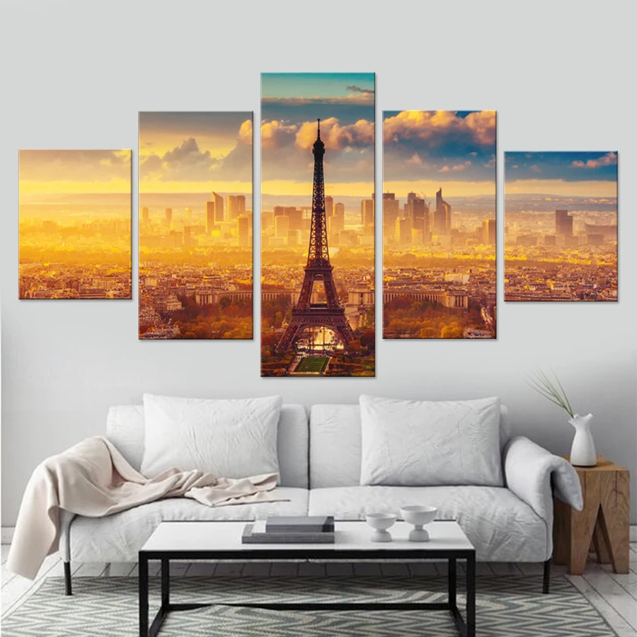 Paris City Canvas Set Wall Decor Living Room Pictures Modular Paintings on The Walls Eiffel