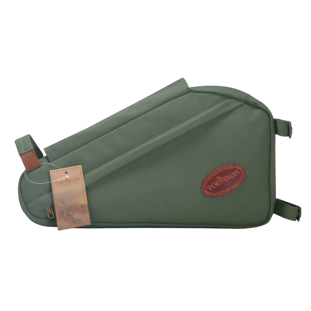 Best Tourbon Vintage Bike Frame Tube Triangle Bag Bicycle Pouch Backpack Zippered Green Waxed Canvas Waterproof Cycling Accessories 4