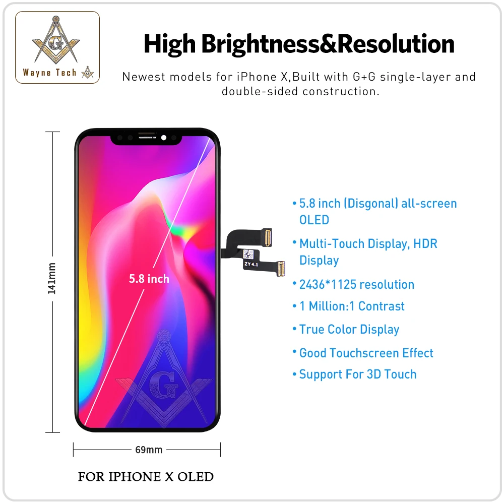 Высокое качество AMOLED для iPhone X XS XR дисплей OLED для iPhone X AMOLED дисплей экран Замена с 3D Touch